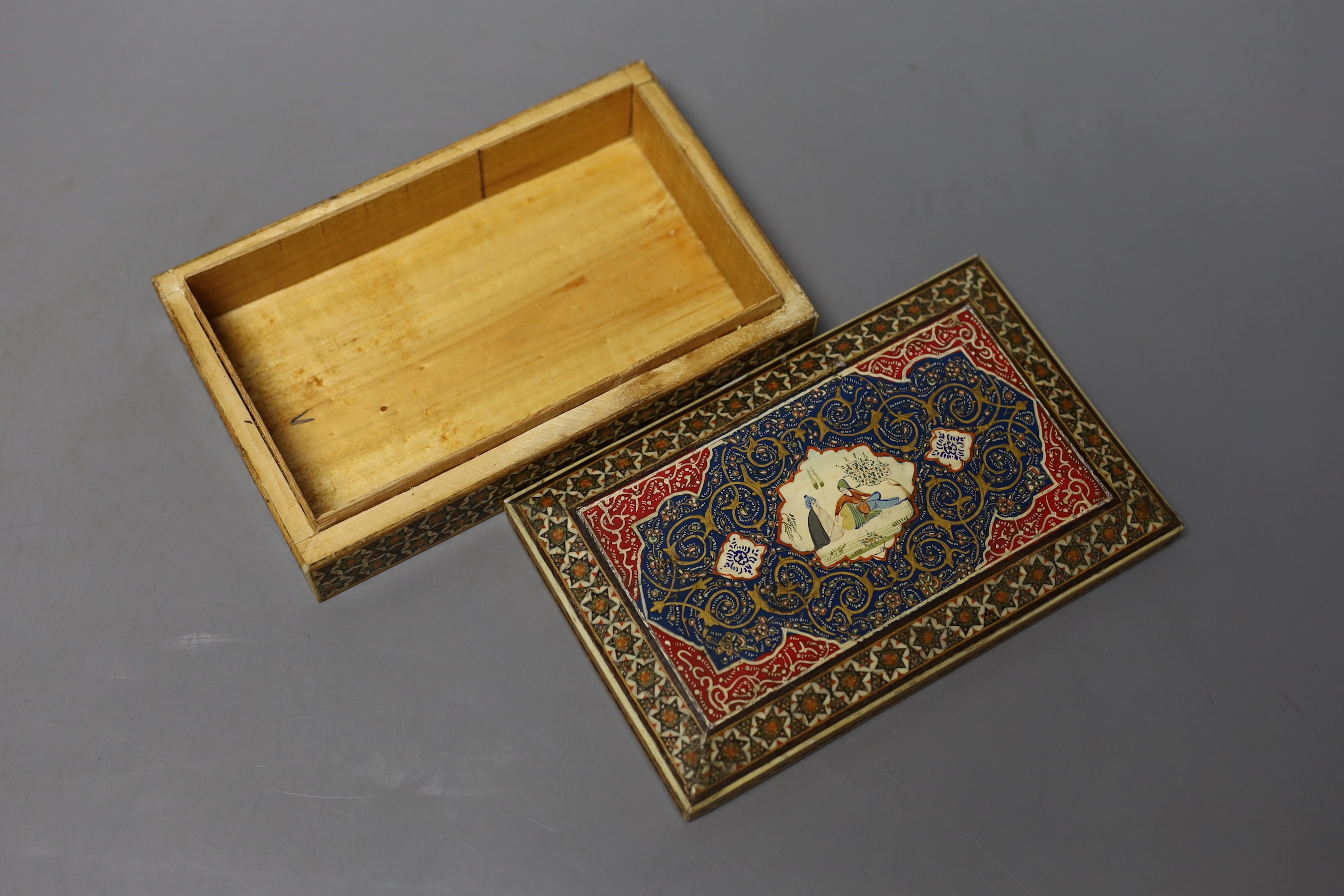 An Indo Persian group, scribes box, deity and cigarette box